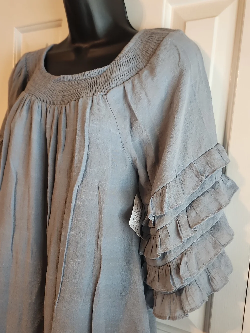 Blue Relaxed Ruffled Tunic - Womens Size: Sm/Med.